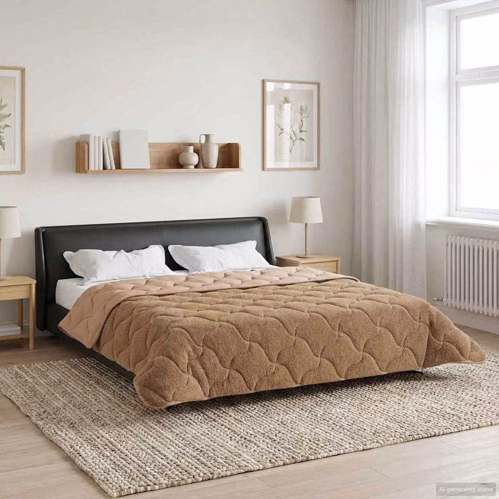 vidaXL Piumone Invernale Reversibile in Microfibra Traspirante L: 220 cm x P: 260 cm, Beige e Grigio