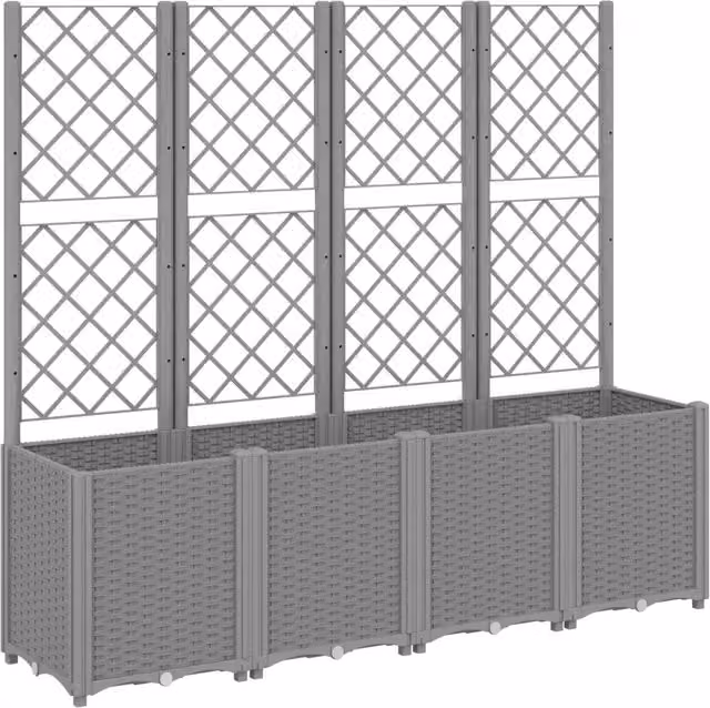 Fioriera | Cassetta per fiori | Vaso Giardino con Traliccio Grigio Chiaro 160x40x140 cm PP