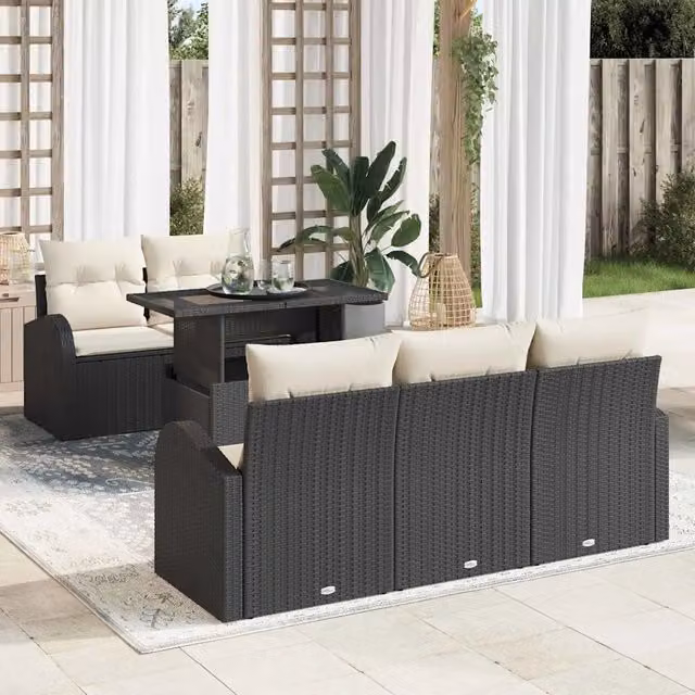 Set Divano da Giardino 6 pz Nero polyrattan 3348553