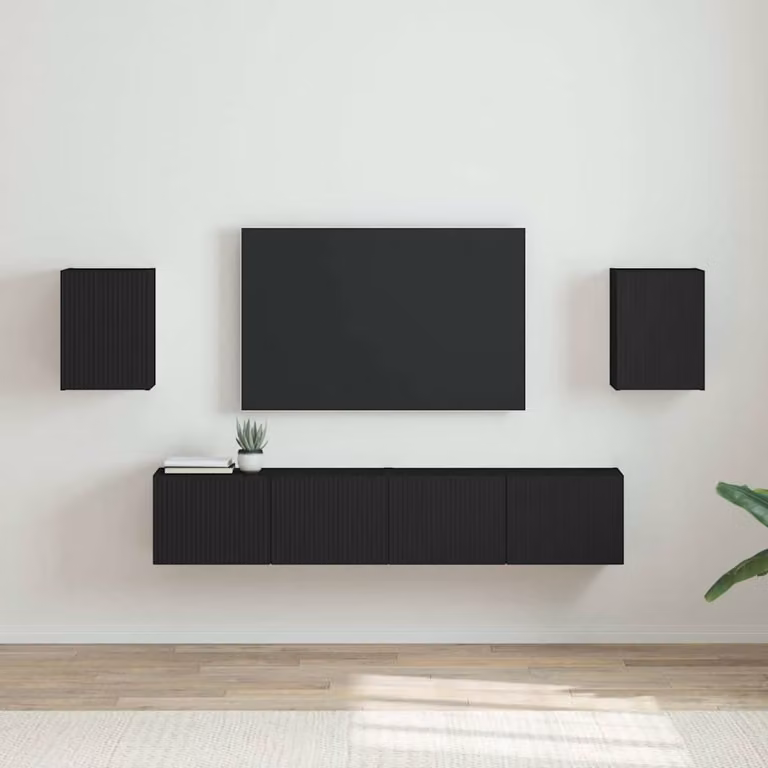 Set di 2 supporti per TV da parete vidaXL in legno MDF nero opaco
