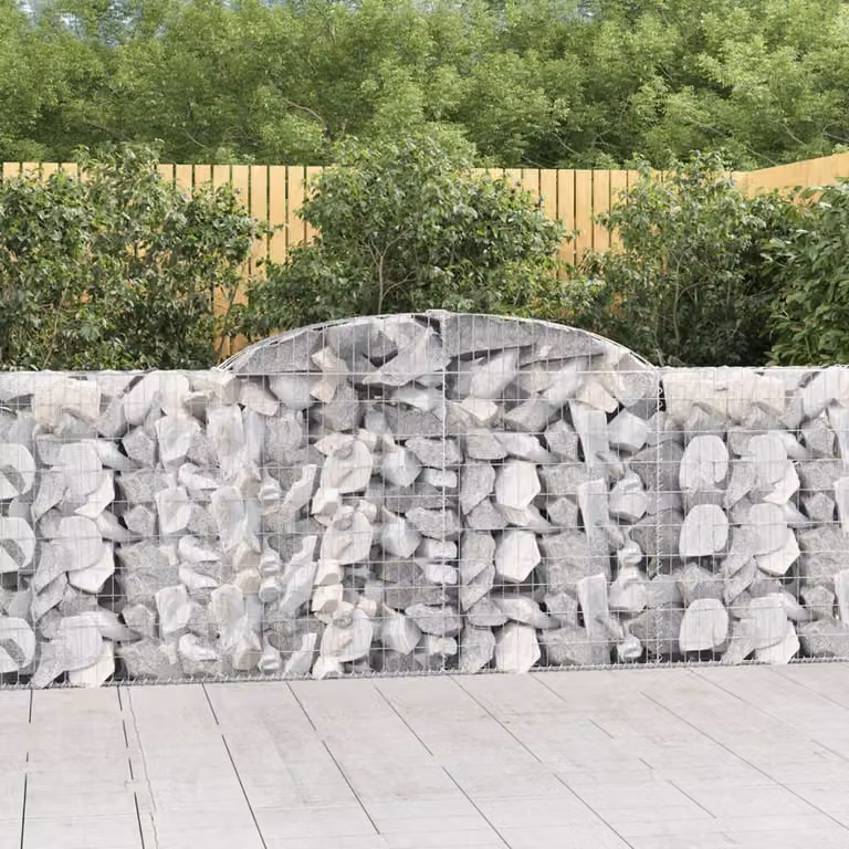 Set di 13 Cesti Gabbioni ad Arco vidaXL in Acciaio Zincato Grigio, L: 300 cm, P: 30 cm, H: 100-120 cm