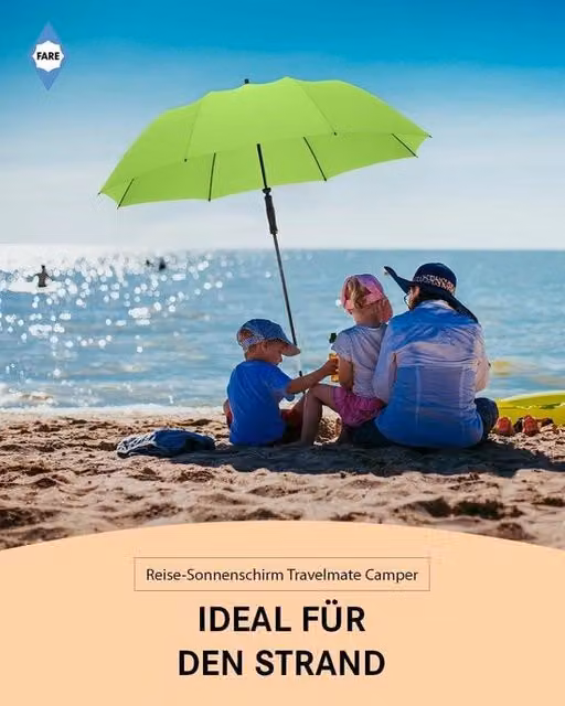 Parasole da viaggio con protezione UV 50+ certificato TÜV - Parasole portatile per spiaggia, campeggio e giardino