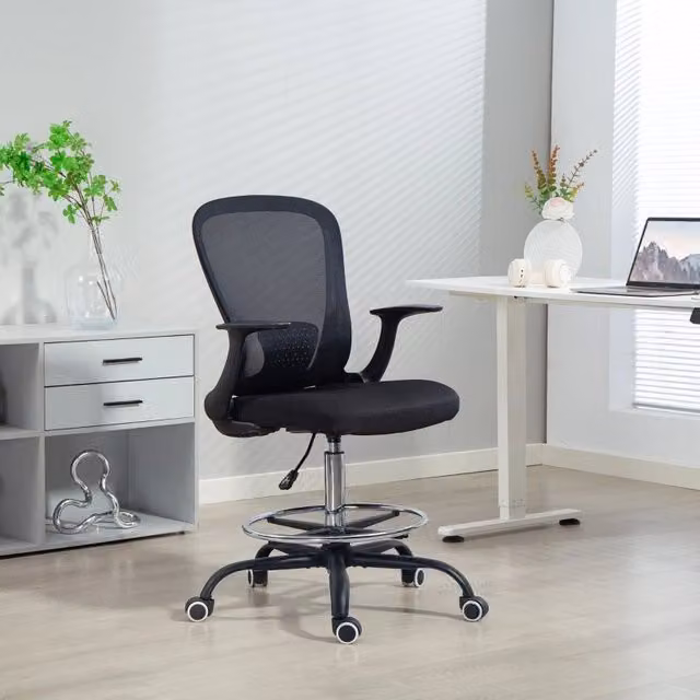 Sedia da ufficio alta nera con poggiapiedi regolabile 62 x 59 x 99 119 cm