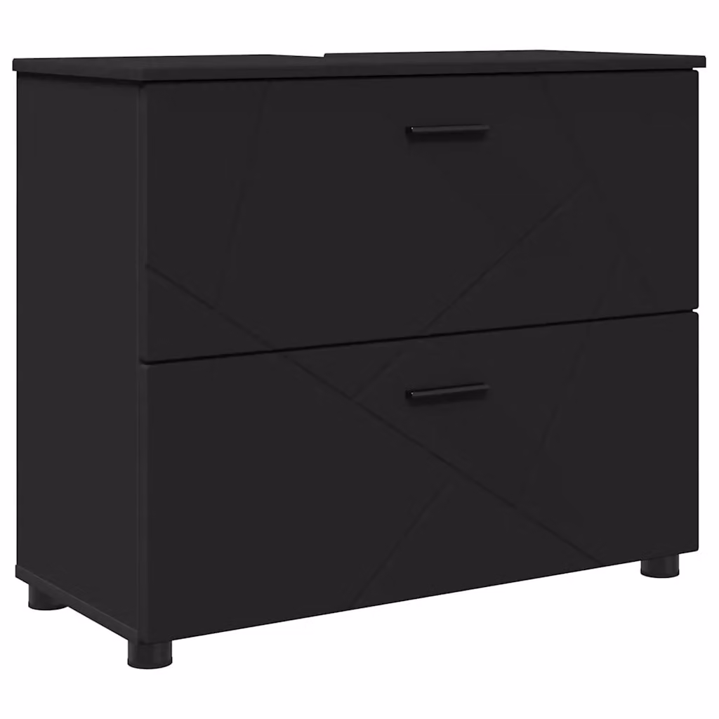 Mobile da bagno moderno vidaXL nero con cassetti e ante, L: 76,5 cm, P: 35 cm, H: 64 cm – 2