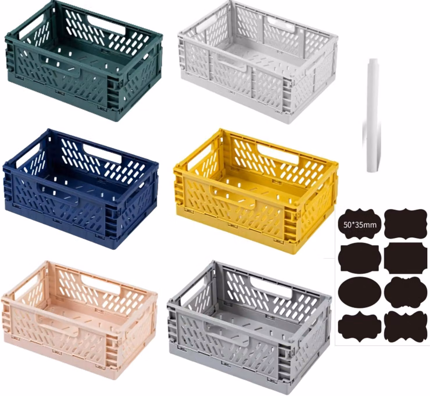 Contenitori portaoggetti 25 x 16 x 10 cm, confezione da 6, in plastica, impilabili, per uso domestico