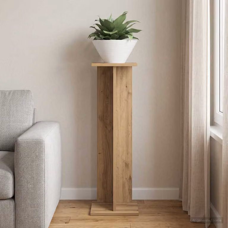 vidaXL Supporto per piante in legno Rovere Marrone L/P/H: 25 x 25,5 x 80,5 cm
