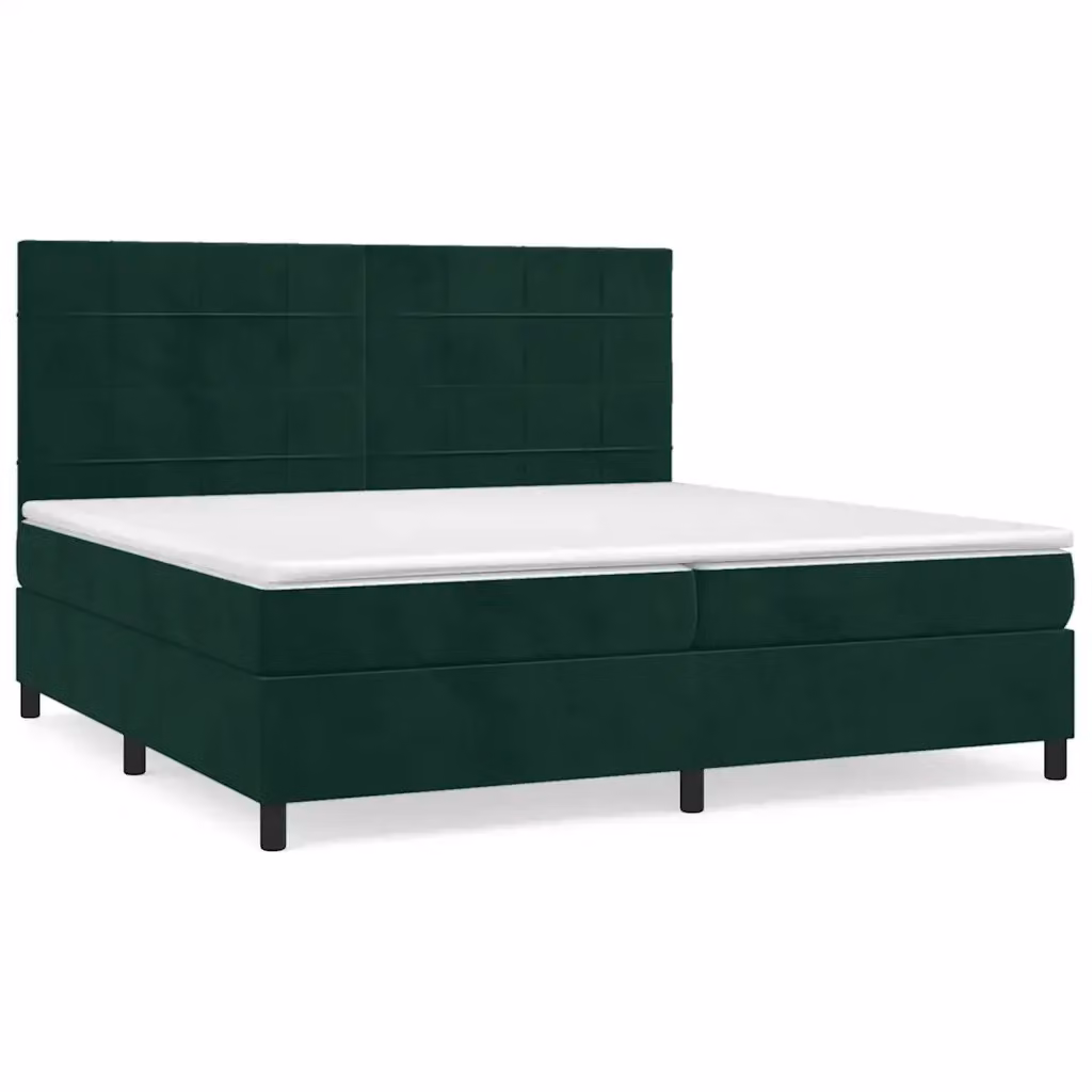 Letto Ibrido con Giroletto a Molle e Materasso vidaXL in Velluto Verde Scuro L/P/H: 200 x 200 x 128 cm – 2