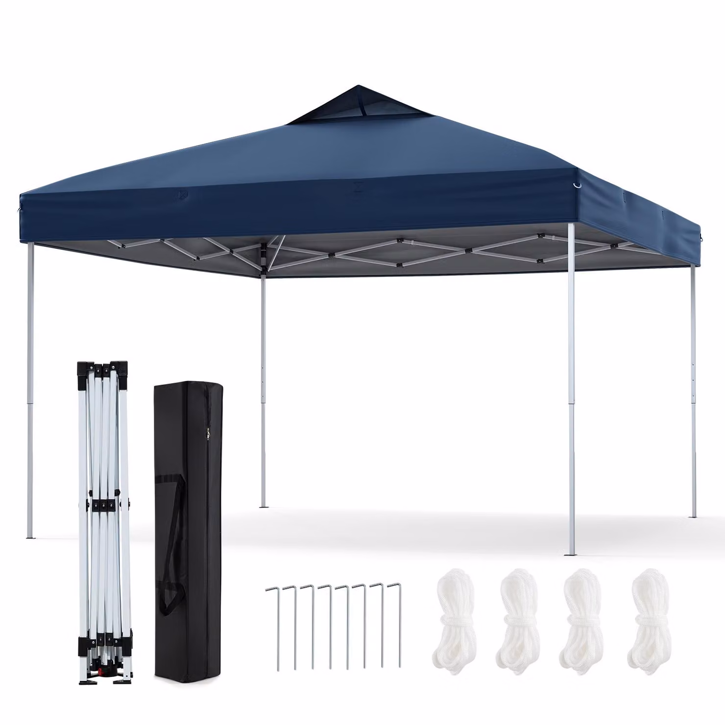 Gazebo COSTWAY 3x3m, gazebo pieghevole, gazebo per feste, gazebo pieghevole, incl. 8 picchetti per il terreno & 4 corde per il vento & 1 borsa per il trasporto, gazebo da giardino, marino