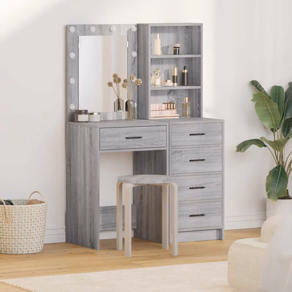 Set di 2 Tavoli da Trucco vidaXL Grigio L/P/H: 50 x 41 x 135 cm