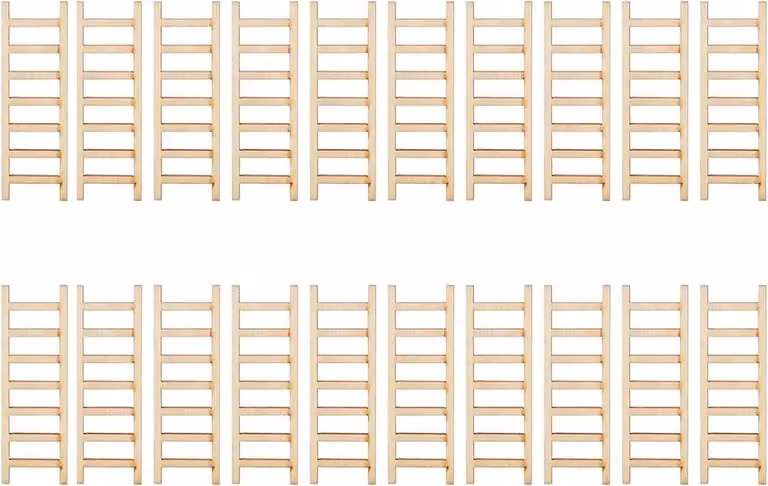 Piccola scala a pioli in legno, 15 x 5 cm, confezione da 20 pezzi, ideale per giardini in miniatura