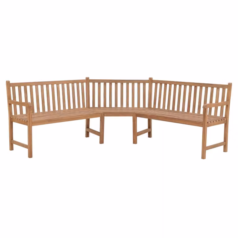 Panchina angolare da giardino 185x185x90 cm in legno massiccio di teak