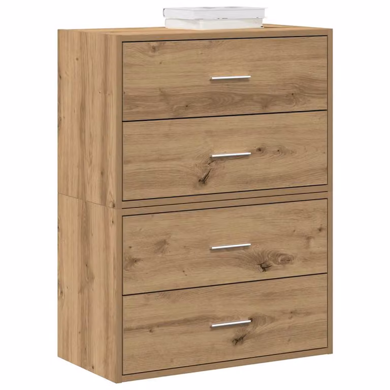 Set di 2 armadi vidaXL con 4 cassetti in MDF color rovere, L 60 cm x P 31 cm x H 40 cm