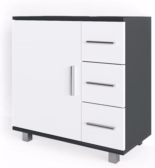 Mobile sottolavabo per bagno Vicco Ilias moderno in antracite e bianco L: 60 cm, P: 60.8 cm, H: 33 cm – 1