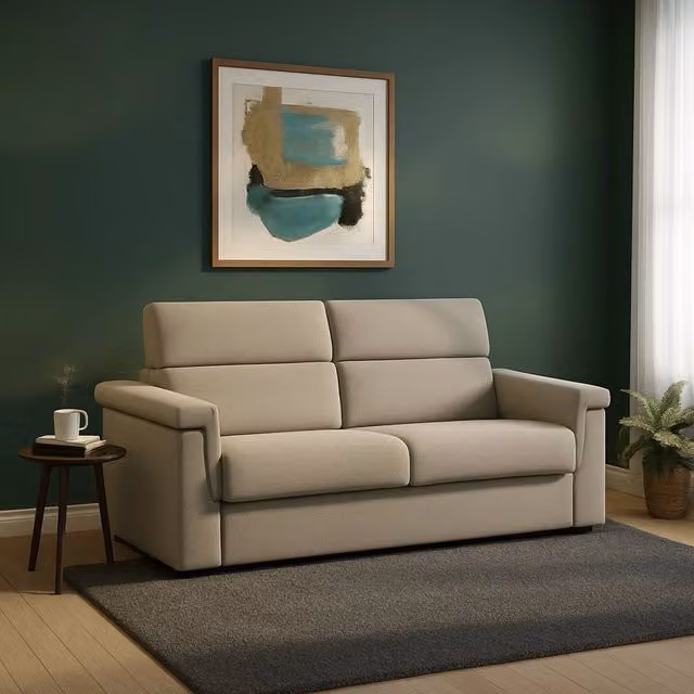 Divano Letto 2 Posti Tenna DMORA Grigio, Sfoderabile con Struttura in Legno e Funzione Letto, L: 185 cm x P: 95 cm