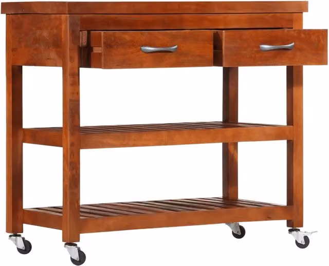 Carrello da cucina vidaXL in legno massello di acacia marrone con ruote L/P/H: 100 x 48 x 89 cm