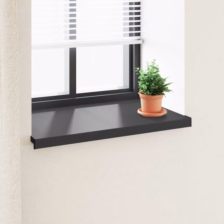 Soglia della finestra vidaXL in PVC nero con venature del legno
