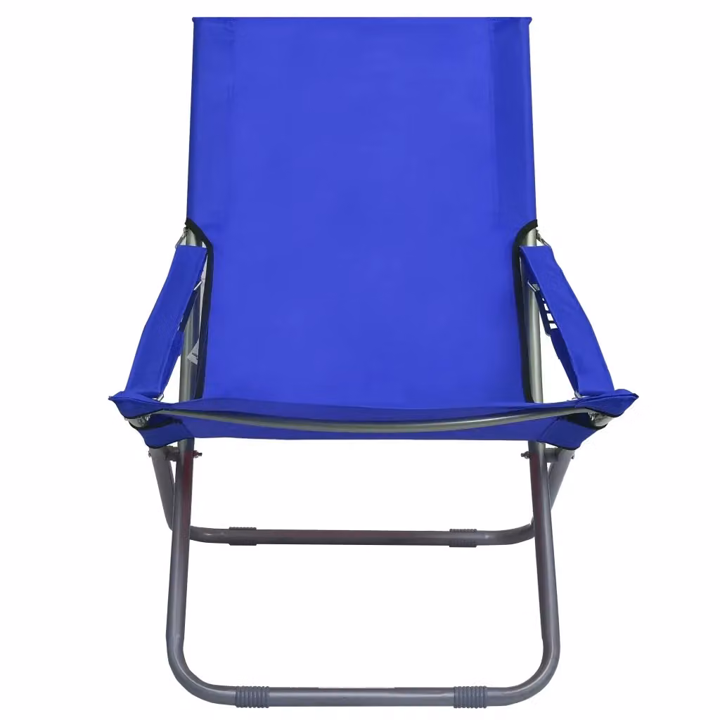 Set di 2 sedie da esterno pieghevoli in tessuto blu con struttura in acciaio verniciato a polvere – 2