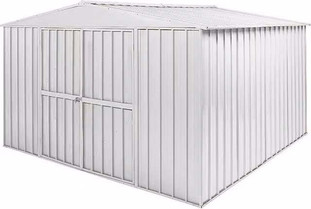 Casetta Box da Giardino Enaudi in Acciaio Zincato Bianca con Doppia Porta e Serratura L/P/H: 360 x 345 x 212 cm