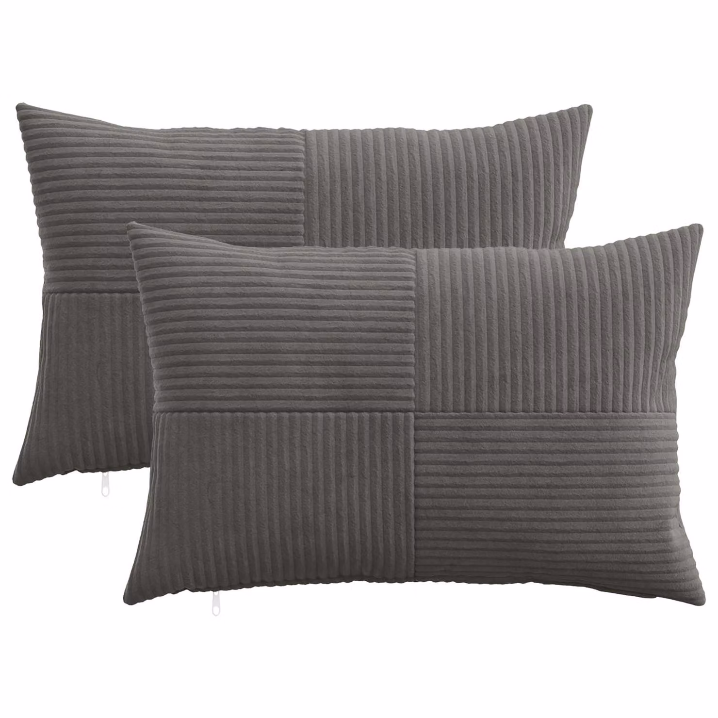 Set di 2 federe vidaXL ALMELO in velluto a coste grigio scuro, L 50 cm x P 75 cm