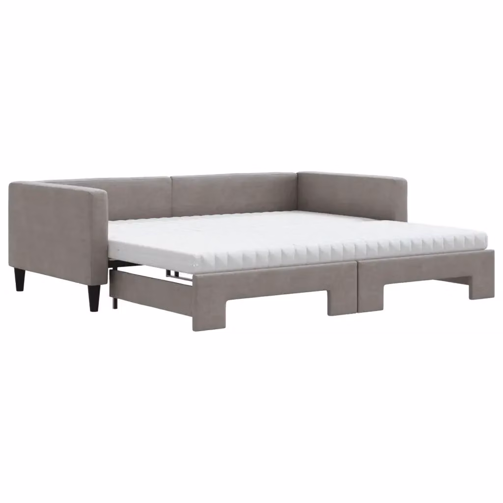 Divano Letto Estraibile vidaXL in Tessuto con Cassetto, Colore Grigio o Beige, L/P/H: 223 x 110 x 68 cm, Materasso 100 x 200 cm – 2