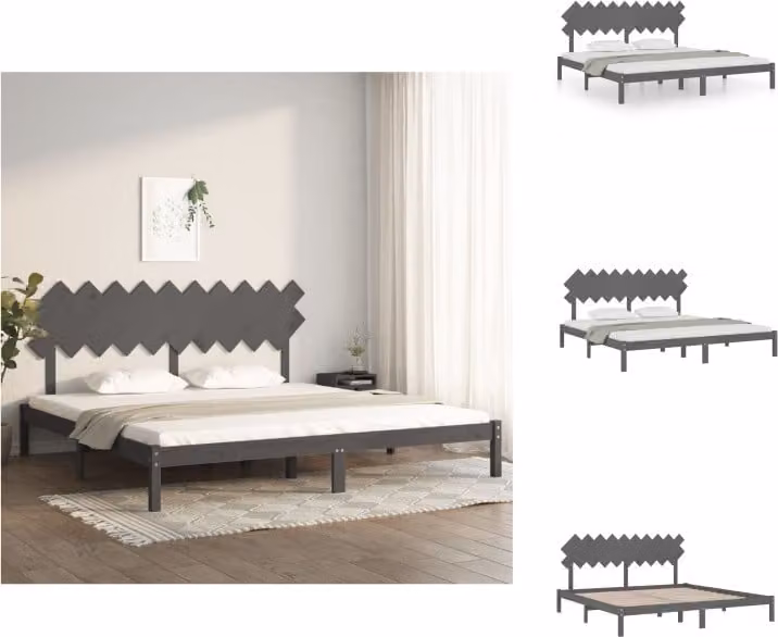 vidaXL Letto in legno massiccio grigio 200x200 cm - Letti e strutture letto