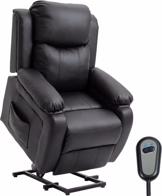 Poltrona Reclinabile Elettrica Massaggiante con Tappetino e Telecomando ¨C Zephmum ¨C Nero 76x90x105cm