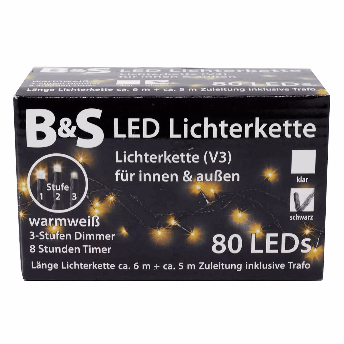 Luci di fata 80 LED per interni ed esterni 8 ore luci di fata bianco caldo