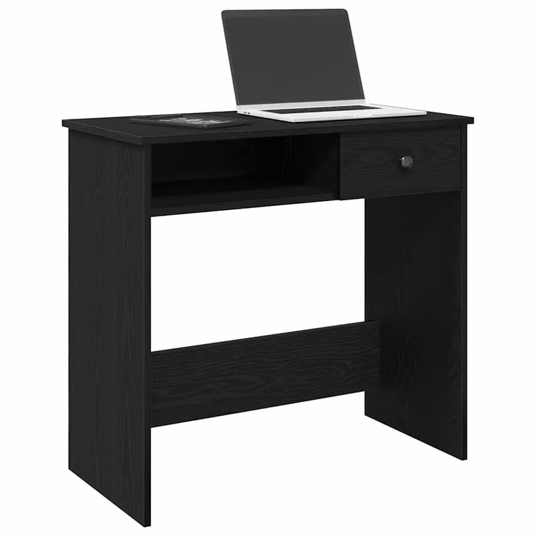 Scrivania moderna vidaXL nera in legno MDF con finitura opaca L: 80 cm, P: 40 cm, H: 75 cm