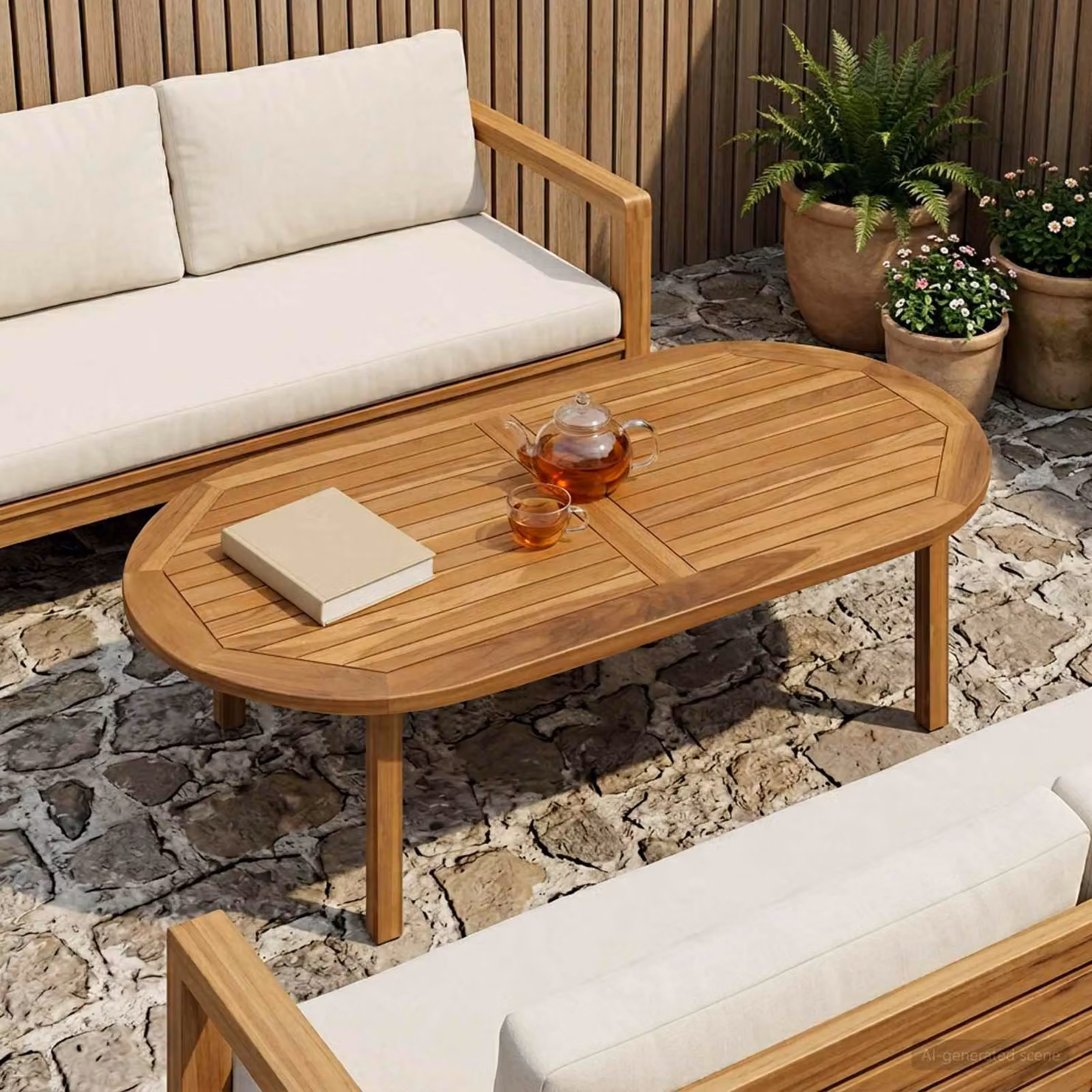 Piano del tavolo ovale in legno di teak massiccio vidaXL, colore marrone naturale, L: 110 cm, P: 55 cm, H: 2,5 cm