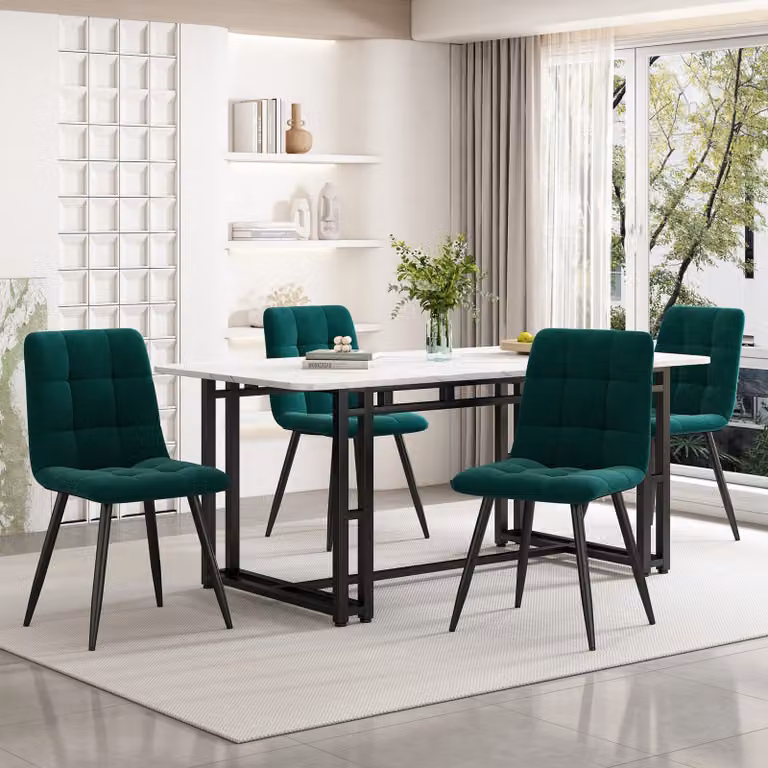 Abrihome 140x80cm tavolo da pranzo con 4 sedie, set da pranzo con sedie da pranzo in velluto