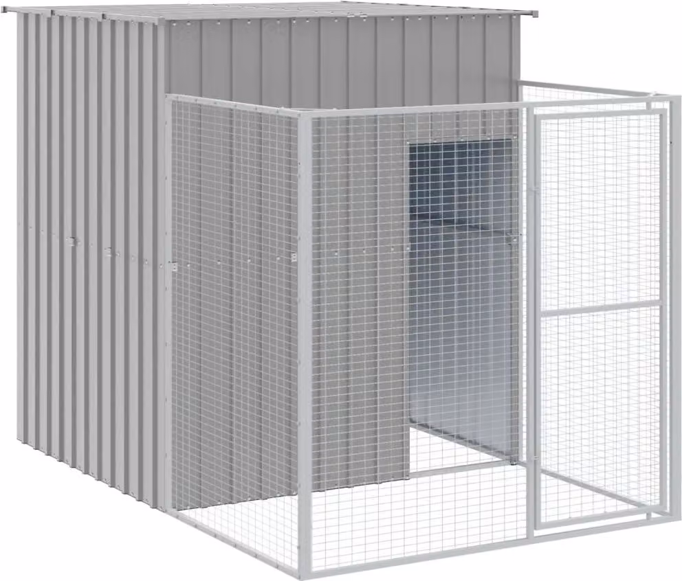 Casetta Cani Corsa Grigio Chiaro 165x251x181 cm Acciaio Zincato