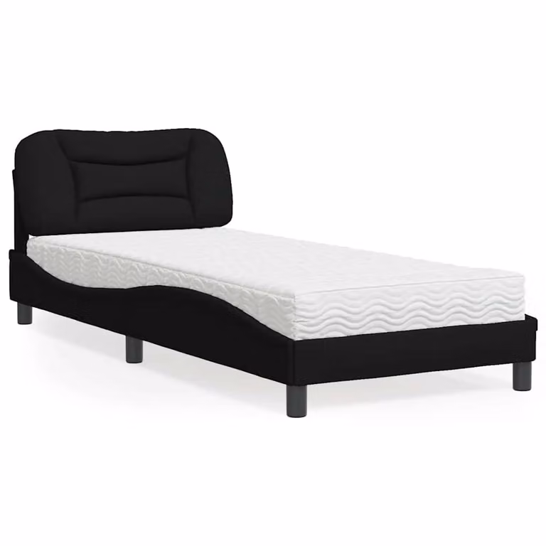 Letto con Materasso Hvar vidaXL Nero in Tessuto e Legno, 90x190 cm