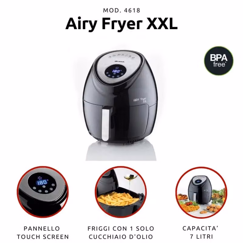 Friggitrice ad Aria Ariete XXL da 7 Litri con Display Digitale e Timer, 1800 Watt, Nero – 2