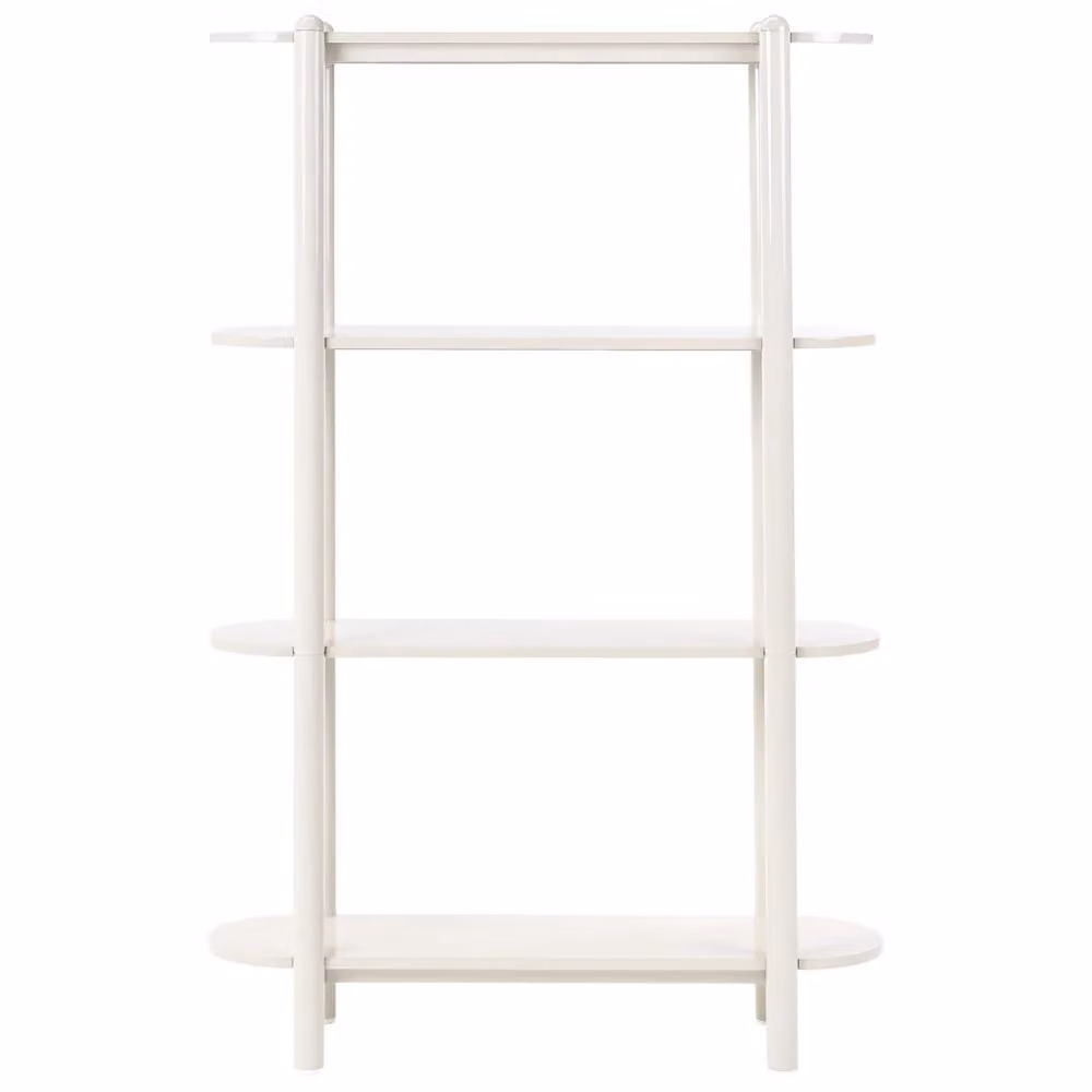 Libreria Beliani moderna con 3 ripiani in MDF e metallo, beige e bianca, L: 110 cm, H: 170 cm, P: 30 cm