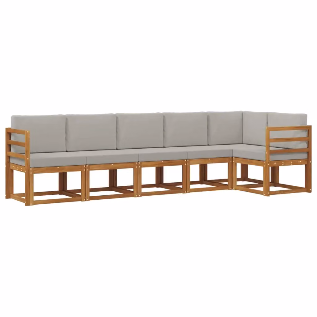 Set di divani da esterno a L vidaXL in legno di acacia con cuscini beige e grigi – 2