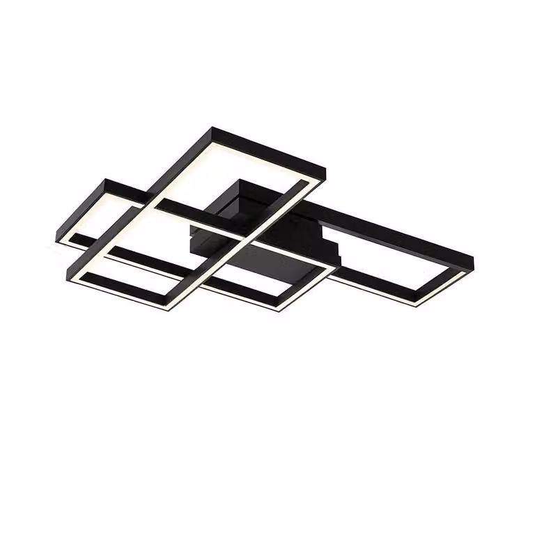 Braytron: moderna lampada da soffitto a LED di design, dimmerabile, 3CCT 3000–6500K, con telecomando, 65W, rettangolare, nera