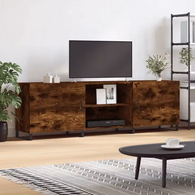 Mobile Porta TV Rovere Fumo 150x30x50 cm in Legno Multistrato 829121