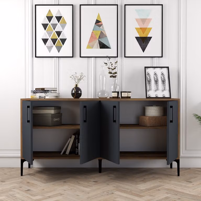 Skye Decor, Kiev- Kiev 160 HCT, colore noce, antracite, cassettiera, 78x160x35 cm, 100% pannello di particelle rivestito in melamina