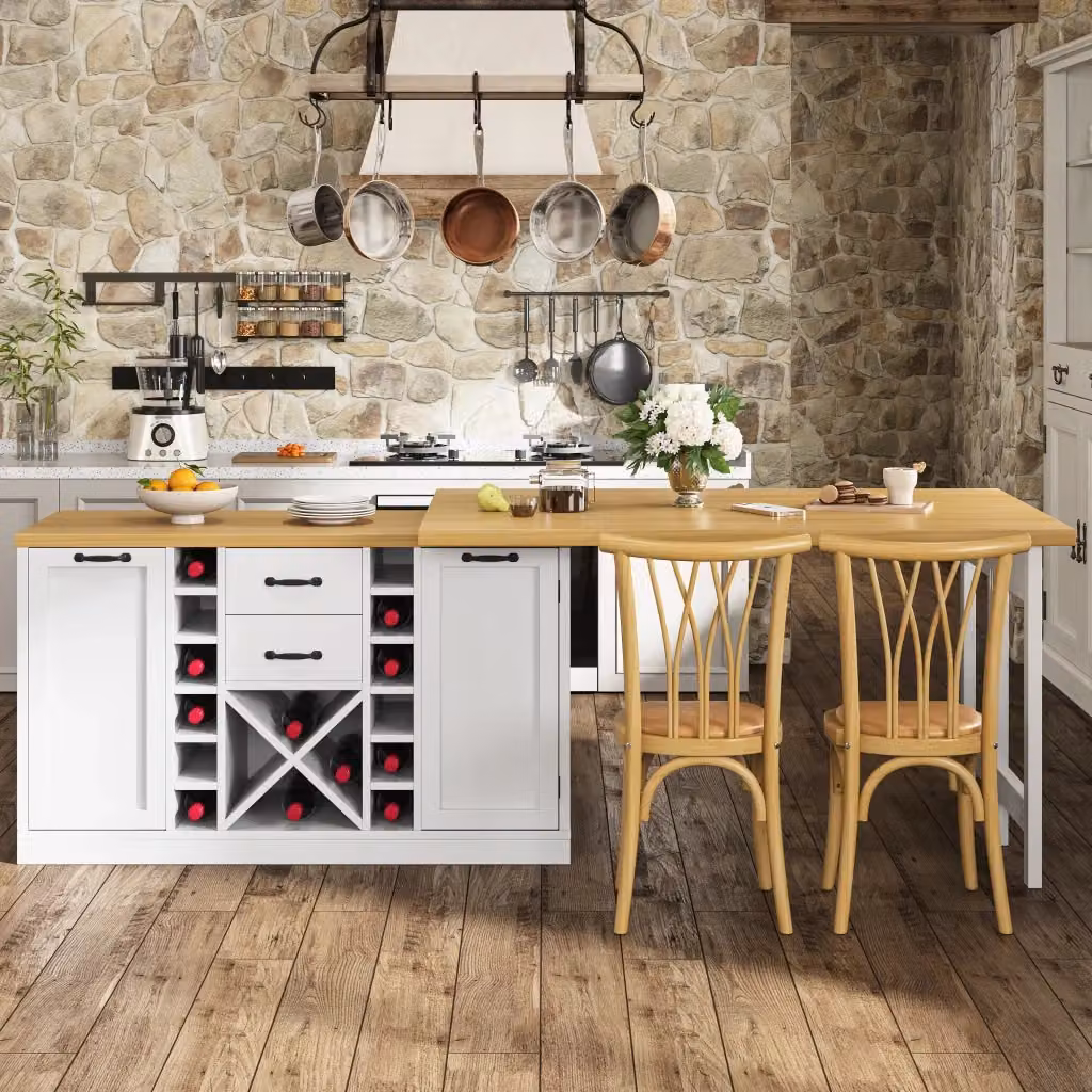 Isola da cucina girevole 360 REDOM in MDF e metallo bianco con finitura opaca L: 120 cm, P: 59,4 cm, H: 73,8 cm – 2