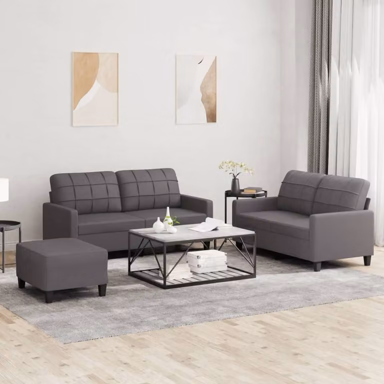 Maison Exclusive - Set divano 3 pezzi con cuscini, grigio, ecopelle