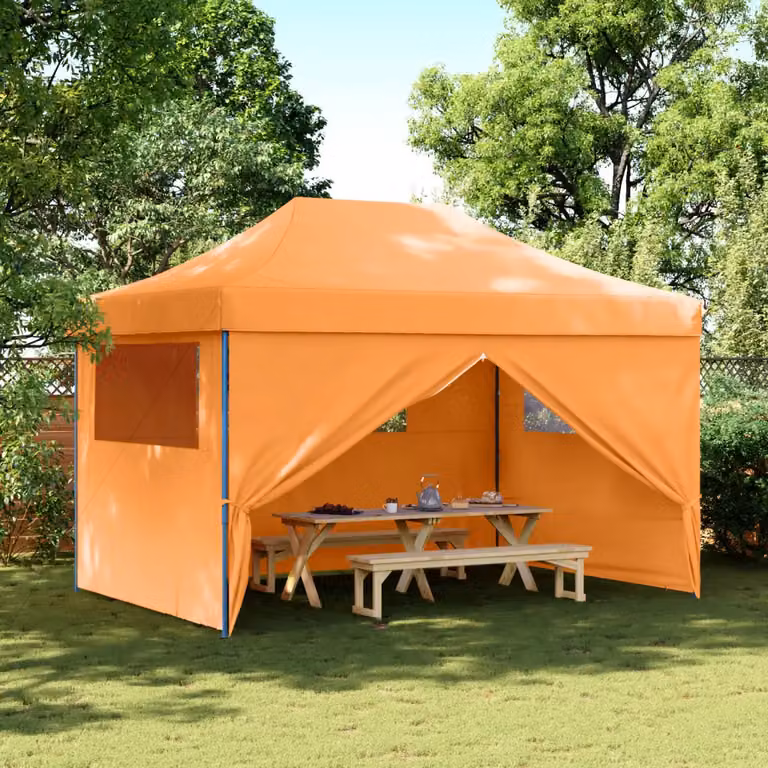 vidaXL Tendone per Feste Pieghevole Pop-Up con 4 Pareti Arancione e Blu L/P/H: 410 x 315 x 279 cm