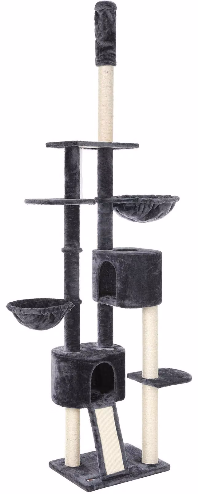 Feandrea, tiragraffi per gatti, modello a colonna, altezza 2,4-2,6 metri, colore grigio fumo, codice prodotto PCT110G01