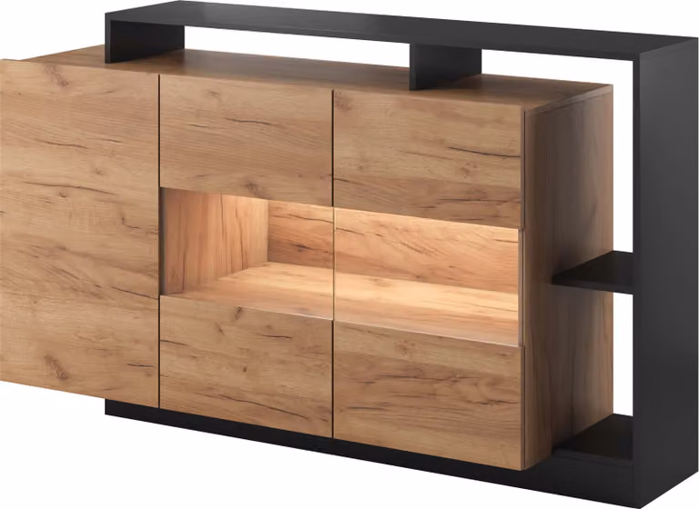 FURNLUX Credenza Alva Beige e Nero 155cm / Colore principale: Beige / Dimensioni: 155 x 94 x 44 cm