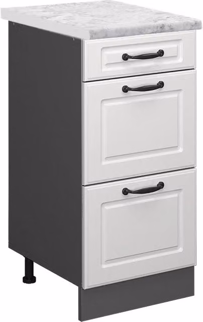 Mobiletto base per cucina R-Line Bianco rustico/Antracite 40 cm PL Marmo Vicco