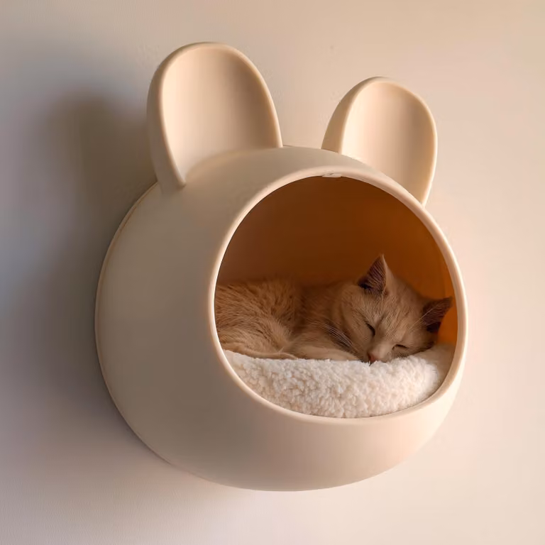 Decords - Lettino a muro per gatti in 3D, design coniglietto, 45 cm