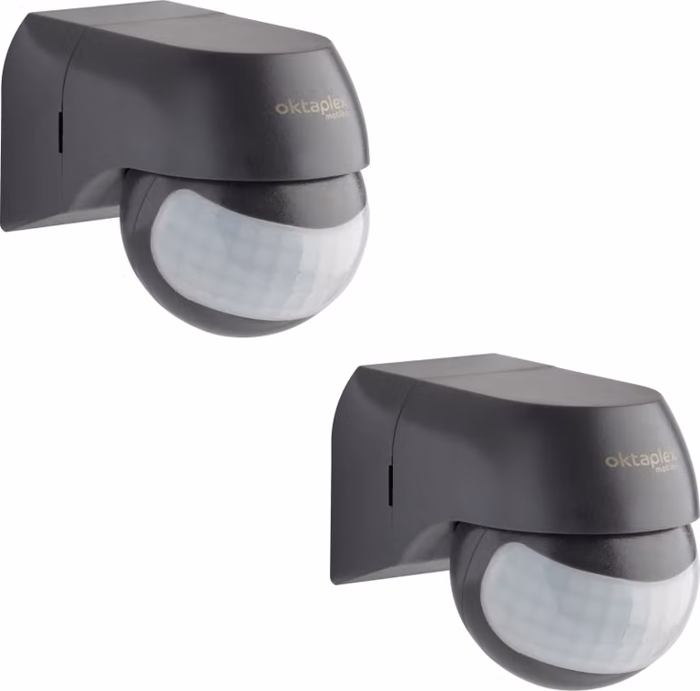 2x Oktaplex rilevatore di movimento IP44 sensore a infrarossi 180° pan & tilt antracite