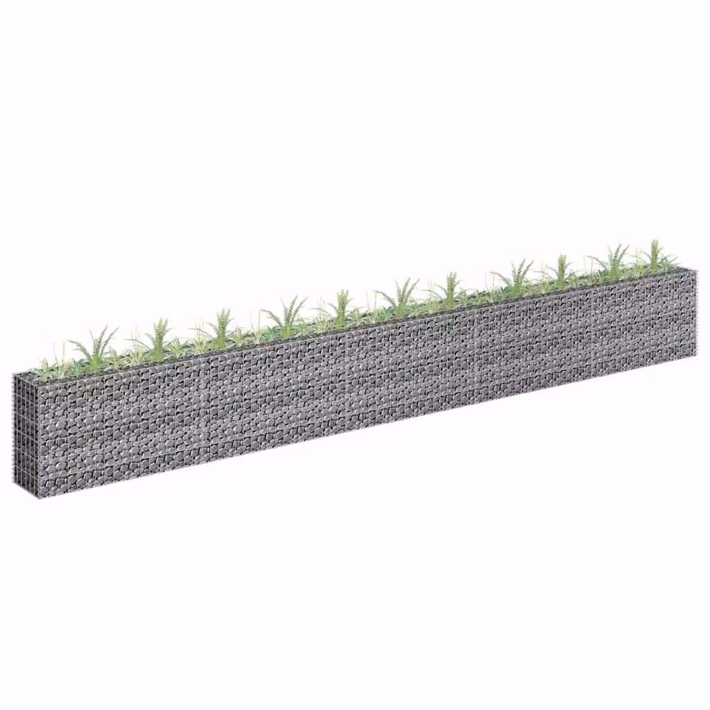 vidaXL Letto Rialzato a Gabbione in Acciaio Zincato Grigio L: 450 cm, P: 30 cm, H: 60 cm