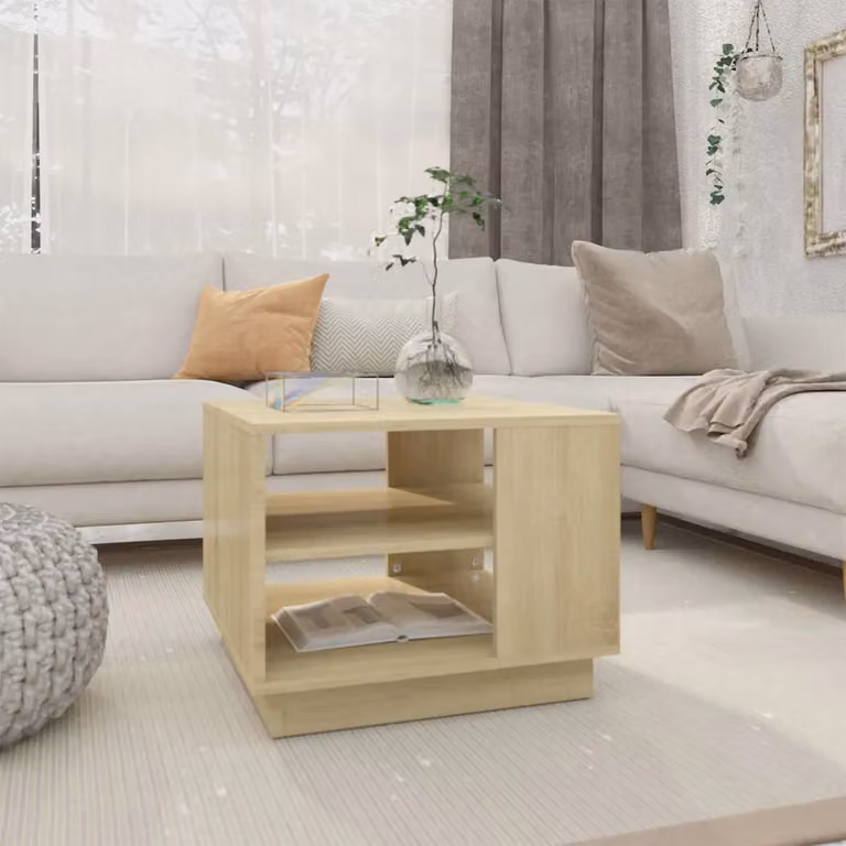 Tavolino da salotto moderno vidaXL in legno color rovere, L 55 cm x P 55 cm x H 43 cm
