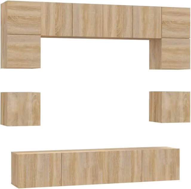 Set Mobili Porta TV 8pz | Armadietto TV | Mobile Porta TV Rovere Sonoma in Legno Multistrato