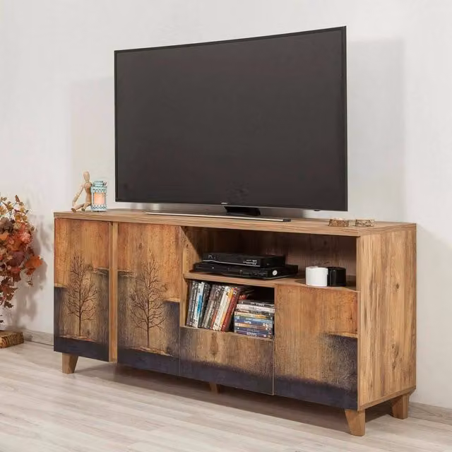 Bucarest, Mobile Porta tv un Cassetto, 160x45x76h cm Marrone Quercia